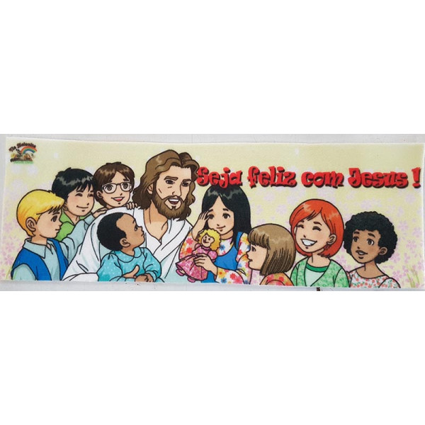 LEMBRANCINHA ANIVERSÁRIO - MARCA-PÁGINAS EM FELTRO 7CM X 21,5 CM -  Seja feliz com Jesus