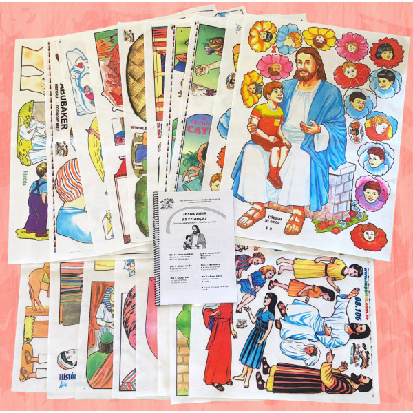 SUPER LANÇAMENTO! - KIT JESUS AMA AS CRIANÇAS - MATERIAL P/ 6 reuniões - 2 HISTÓRIAS por dia - 1 BÍBLICA + 1 EDUCATIVA