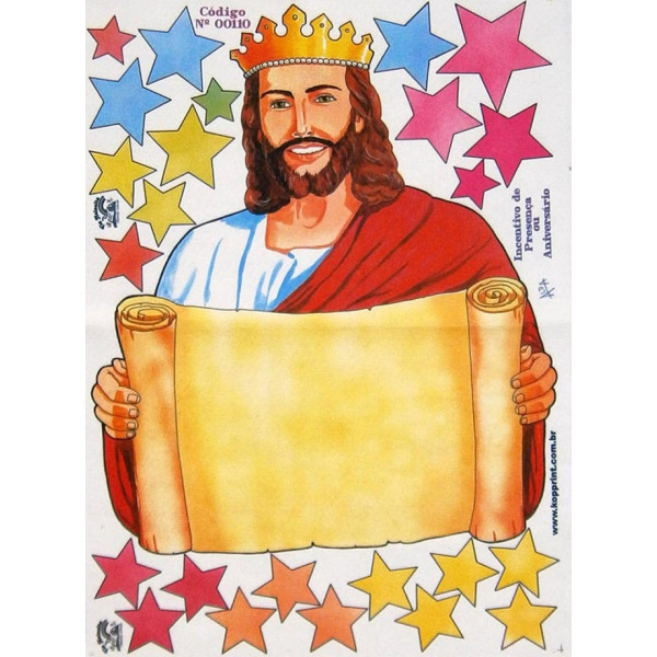 Jesus com pergaminho e estrelas