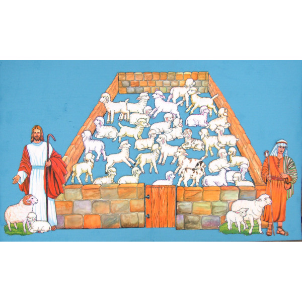 Jesus e curral de ovelhas - DECORAÇÃO E INCENTIVO DE PRESENÇA 