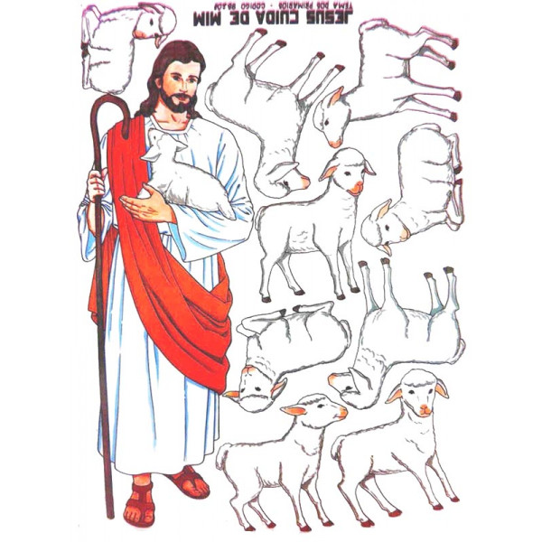 Jesus com 9 ovelhas