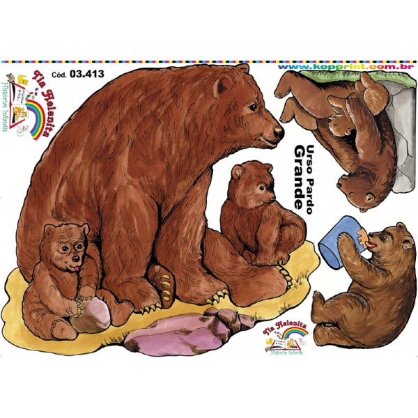 Urso grande e filhotes