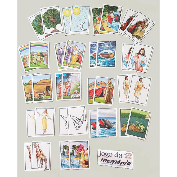 Jogo da Memória Bíblico - 36 figuras bíblicas 5 cm x 7 cm – em cartão